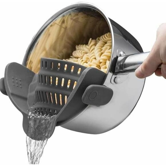 Kitchen Gizmo Snap N Strain Silicone Clip On Pasta Strainer for Pots and Pans - Picture 7 of 7